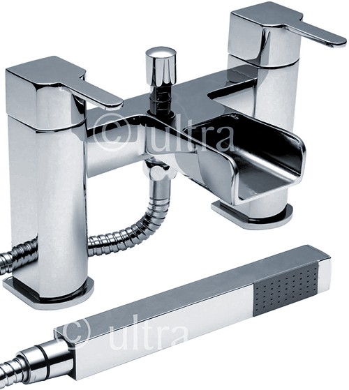 Larger image of Ultra Falls Waterfall Bath Shower Mixer Tap With Shower Kit (Chrome).