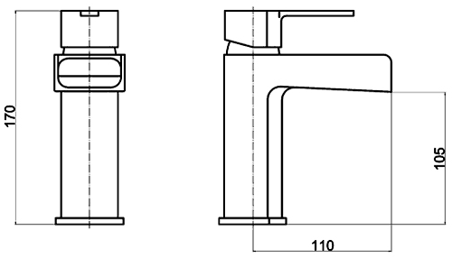 Technical image of Ultra Falls Waterfall Basin Tap (Chrome).