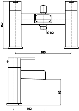 Technical image of Ultra Falls Waterfall Basin & Bath Shower Mixer Tap Set (Free Shower Kit).