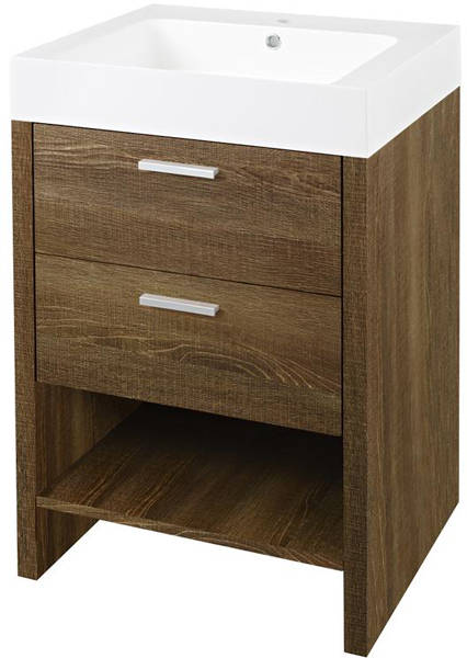 Larger image of Hudson Reed Dunbar Vanity Unit With Drawers & Basin (Textured Oak).