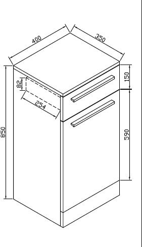 Technical image of Hudson Reed Dunbar Vanity Unit Pack, Basin & Cabinet (Textured Oak).