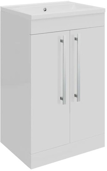 Larger image of Ultra Design Compact Vanity Unit With Doors & Basin (White). 494x800mm.