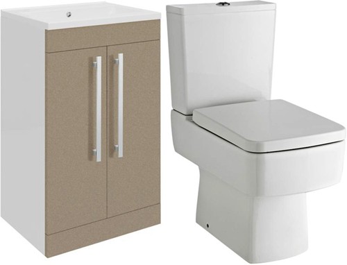 Larger image of Ultra Design Vanity Unit Suite With Toilet & Seat (Caramel). 494x800mm.