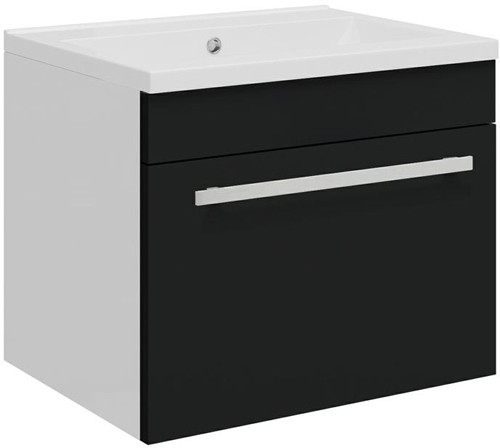 Example image of Ultra Design Wall Hung Vanity Unit Suite With Toilet (Black). 494x399mm.