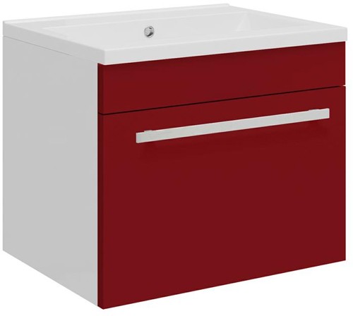 Larger image of Ultra Design Compact Wall Hung Vanity Unit & Basin (Red). 494x399mm.