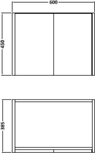 Technical image of Hudson Reed Horizon 600mm Wall Hung Vanity Unit & Basin (White Oak).