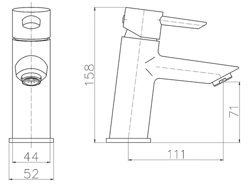 Technical image of Ultra Firth Mono Basin & Bath Shower Mixer Tap Set With Shower Kit  (Chrome).