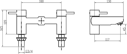 Technical image of Ultra Muse Bath Filler Tap (Chrome).