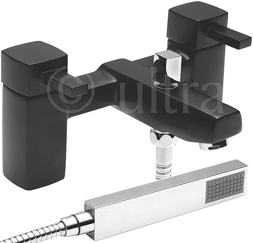 Larger image of Ultra Muse Black Bath Shower Mixer Tap With Shower Kit (Black).