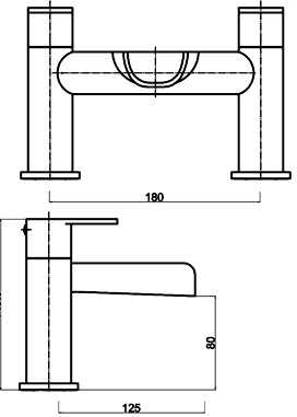 Technical image of Ultra Flume Waterfall Bath Filler Tap (Chrome).