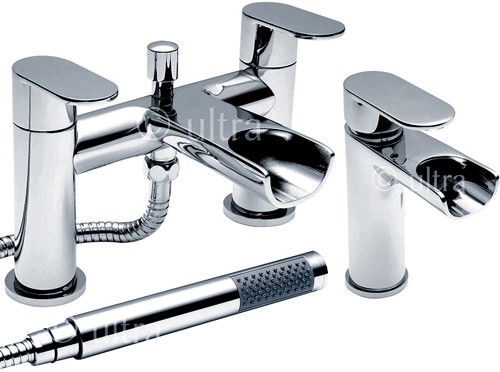 Larger image of Ultra Flume Waterfall Basin & Bath Shower Mixer Tap Set (Free Shower Kit).