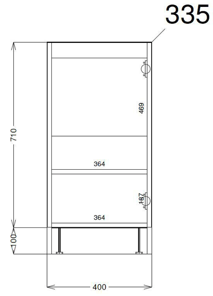 Technical image of Hudson Reed Apollo Floor Standing Vanity Unit & Basin (400mm, Grey).