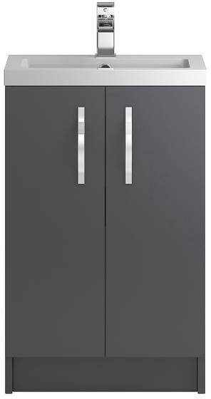 Larger image of Hudson Reed Apollo Floor Standing Vanity Unit & Basin (500mm, Grey).