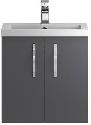 Larger image of Hudson Reed Apollo Wall Hung Vanity Unit & Basin (500mm, Grey).