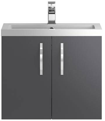 Larger image of Hudson Reed Apollo Wall Hung Vanity Unit & Basin (600mm, Grey).