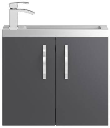 Larger image of HR Apollo Compact Wall Hung Vanity Unit & Basin (600mm, Grey).