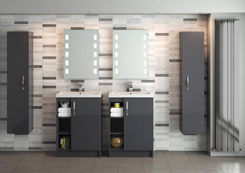 Example image of Hudson Reed Apollo Floor Standing Vanity Unit & Basin (600mm, Grey).