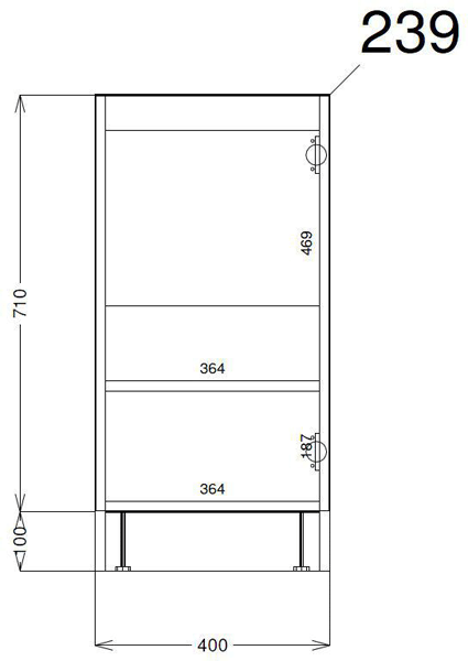 Technical image of HR Apollo Compact Floor Standing Vanity Unit & Basin (400mm, Cashmere).