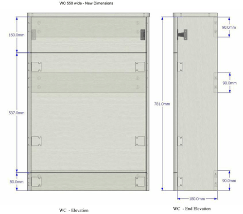 Technical image of HR Sarenna Back To Wall WC Unit (500mm, White).