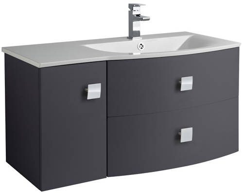 Larger image of HR Sarenna Wall Hung 1000mm Cabinet & Basin RH (Graphite).