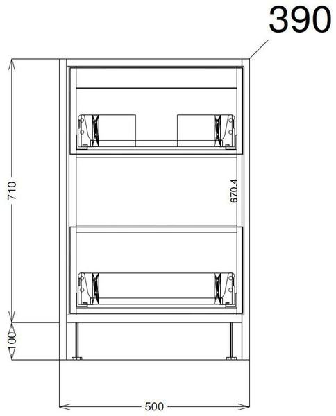 Technical image of HR Coast Floor Standing 500mm Vanity Unit & Basin Type 2 (Grey Gloss).