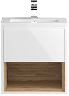 Larger image of HR Coast Wall Hung 500mm Vanity Unit & Basin Type 2 (White Gloss).