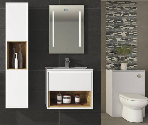 Example image of HR Coast Wall Hung 500mm Vanity Unit & Basin Type 2 (White Gloss).