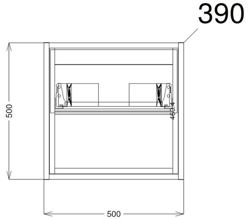 Technical image of HR Coast Wall Hung 500mm Vanity Unit & Basin Type 2 (White Gloss).