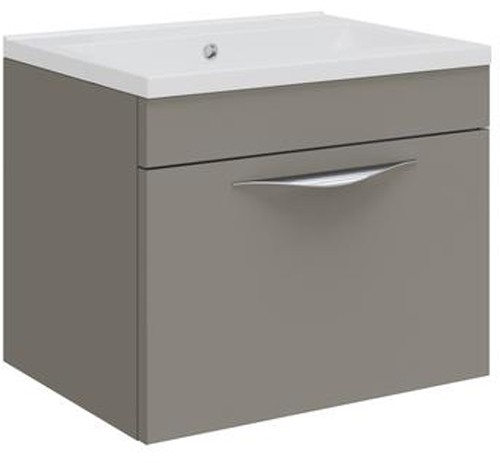 Larger image of Hudson Reed Memoir 500mm Wall Hung Vanity Unit & Basin (Cashmere).