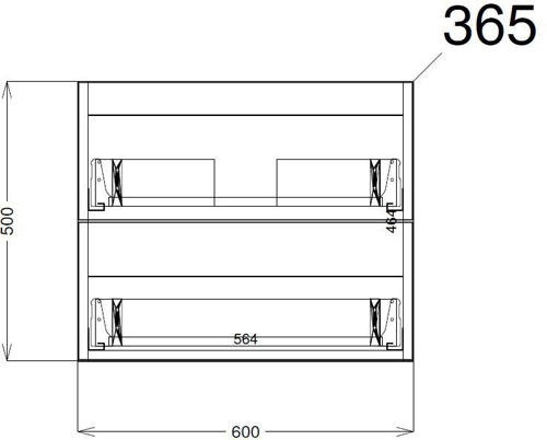 Technical image of HR Urban Wall Hung 600mm Vanity Unit & Basin Type 1 (Grey Avola).