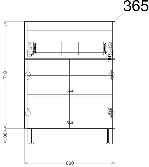Technical image of HR Urban Floor Standing 600mm Vanity Unit & Basin Type 2 (Grey Avola).