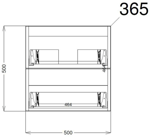 Technical image of HR Urban Wall Hung 500mm Vanity Unit & Basin Type 1 (Cashmere).