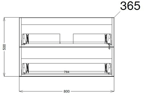 Technical image of HR Urban Wall Hung 800mm Vanity Unit & Basin Type 2 (Cashmere).