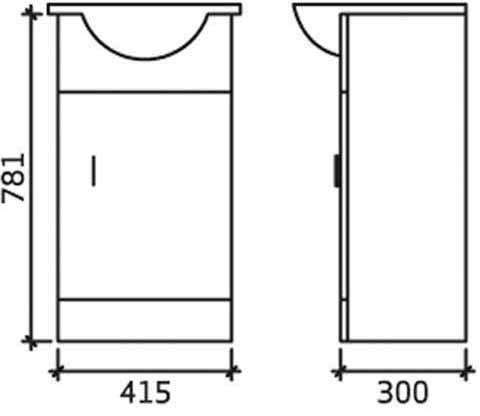 Technical image of Ultra Beaufort 450mm Vanity Unit With Ceramic Basin (White).