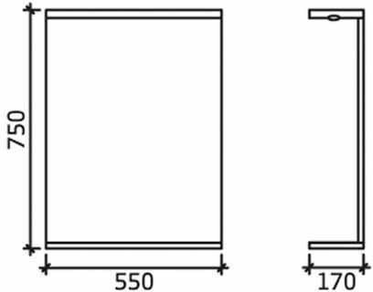 Technical image of Ultra Beaufort 550mm Mirror With Shelf & Light (White).