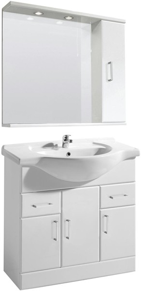 Larger image of Ultra Beaufort 750mm Vanity Unit With Mirror & Ceramic Basin (White).