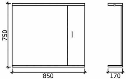 Technical image of Ultra Beaufort 850mm Vanity Unit With Mirror & Ceramic Basin (White).