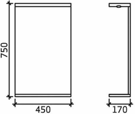 Technical image of Nuie Marvel 450mm Vanity Unit With Mirror & Ceramic Basin (White).