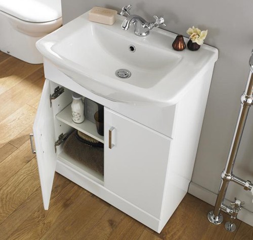 Larger image of Nuie Marvel 550mm Vanity Unit With Ceramic Basin (White).