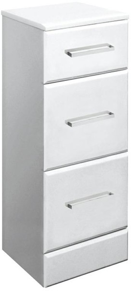 Larger image of Ultra Beaufort Bathroom Cabinet With 3 x Drawers. 350x300x768mm (White).