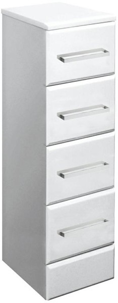 Larger image of Ultra Beaufort Bathroom Cabinet With 4 x Drawers. 300x330x768mm (White).