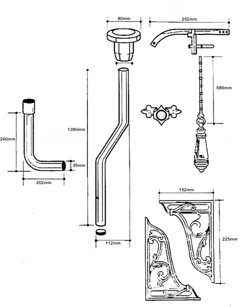 Technical image of Premier Specialist High Level Toilet Flush Pipe Kit (Chrome).