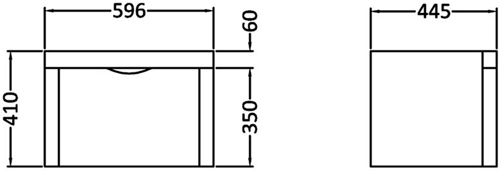 Technical image of Nuie Parade Wall Mounted Vanity Unit With Drawer & Basin 600x400.