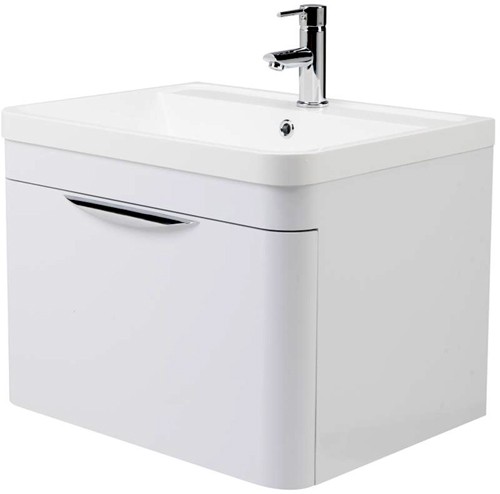 Example image of Nuie Parade 600mm Vanity Unit Suite With BTW Unit, Pan & Seat (White).