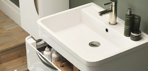 Example image of Nuie Parade 600mm Vanity Unit Suite With BTW Unit, Pan & Seat (White).