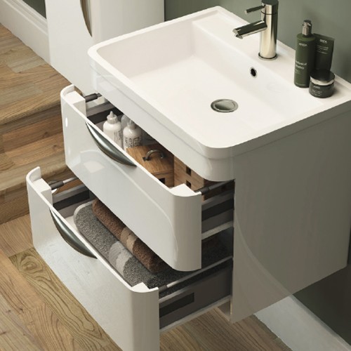 Example image of Nuie Parade 800mm Vanity Unit Suite With BTW Unit, Pan & Seat (White).