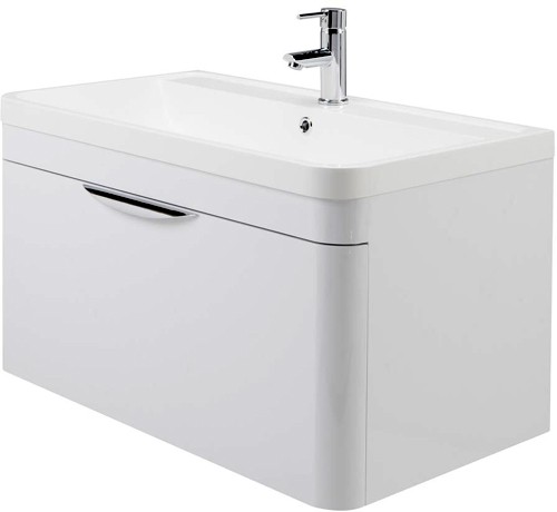 Example image of Nuie Parade 800mm Vanity Unit Suite With BTW Unit, Pan & Seat (White).