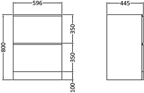 Technical image of Premier Tribute Vanity Unit With Drawers & Basin 600x800mm.