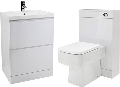 Larger image of Premier Tribute 600mm Vanity Unit Suite With BTW Unit, Pan & Seat (White).