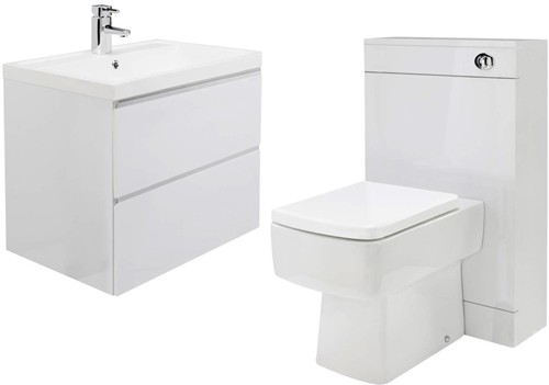 Larger image of Premier Tribute 600mm Vanity Unit Suite With BTW Unit, Pan & Seat (White).